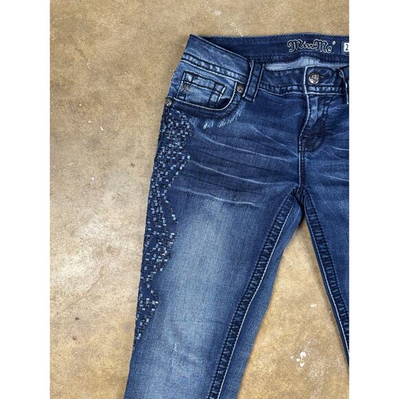 Miss Me Signature‎ Ankle Skinny Jeans Women’s 27 Blue Mid-Rise Embellished - Picture 4 of 14